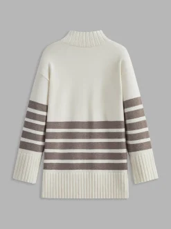 New Miss Paris Mock Neck Stripe Sweater Sweater Tops|Sweaters & Cardigans
