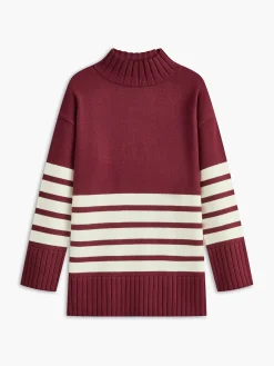 New Miss Paris Mock Neck Stripe Sweater Sweater Tops|Sweaters & Cardigans