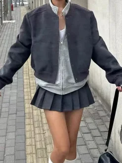 Online Mock Neck Button Short Jacket Outerwear|Tops