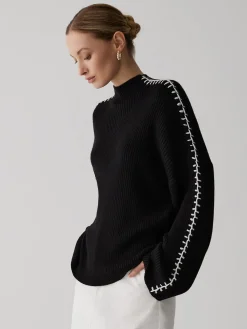 Best Mock Neck Contrast Knit Sweater Sweater Tops|Sweaters & Cardigans