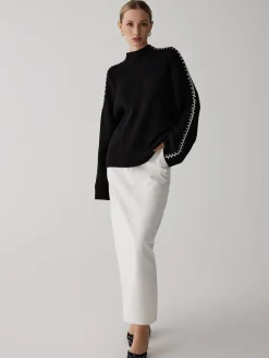 Best Mock Neck Contrast Knit Sweater Sweater Tops|Sweaters & Cardigans