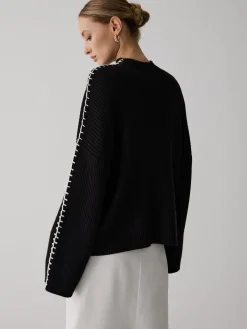 Best Mock Neck Contrast Knit Sweater Sweater Tops|Sweaters & Cardigans