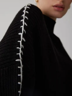 Best Mock Neck Contrast Knit Sweater Sweater Tops|Sweaters & Cardigans