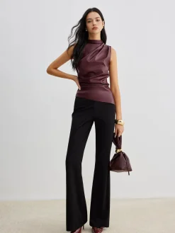 Sale Mock Neck Faux Leather Cinched Tank Top Tank Tops & Camis|Tops