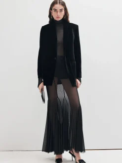 Sale Mock Neck Mesh Thin T-Shirt T-shirts|Matching Sets
