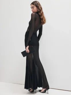 Sale Mock Neck Mesh Thin T-Shirt T-shirts|Matching Sets