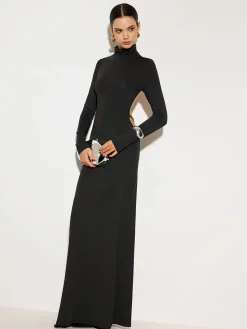 Sale Mock Neck Open Back Long Dress Dresses