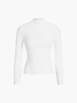 Online Mock Neck Rib Long Sleeve Knit Top Sweater Tops|Sweaters & Cardigans