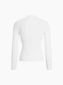 Online Mock Neck Rib Long Sleeve Knit Top Sweater Tops|Sweaters & Cardigans