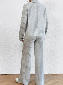 Best Mock Neck Ribbed Cozy Pants Set Pants Sets|Matching Sets