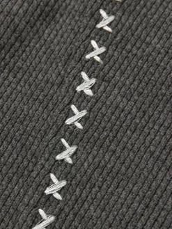 Discount Mock Neck Ribbed Embroidered Trim T-Shirt T-shirts|Tops
