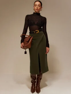 Online Mock Neck Semi-Sheer T-Shirt T-shirts|Matching Sets