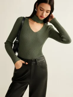 Hot Mock Neck Skinny Knit Top Sweater Tops|Sweaters & Cardigans