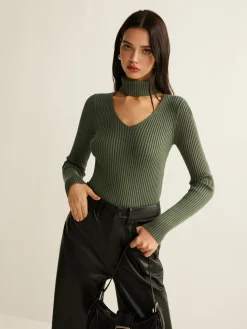 Hot Mock Neck Skinny Knit Top Sweater Tops|Sweaters & Cardigans