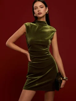 Best Mock Neck Sleeveless Velvet Dress Dresses