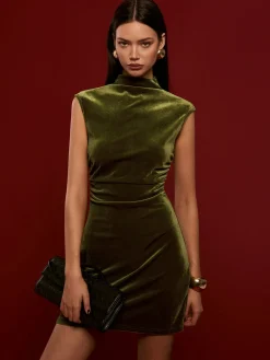 Best Mock Neck Sleeveless Velvet Dress Dresses