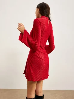 Sale Mock Neck Textu Dress Casual Dresses|Work Dresses