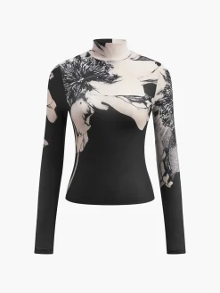 Outlet Mock-Neck Tye Dye Printed Shirt T-shirts|Tops