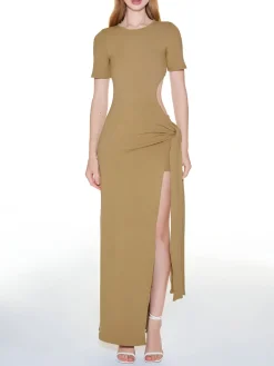 Outlet Modal Cutout Split Long Dress Vacation Dresses|Summer Dresses
