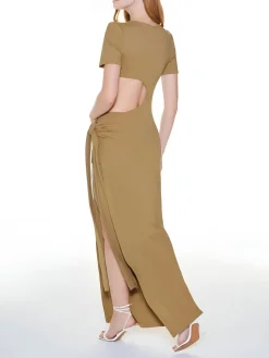 Outlet Modal Cutout Split Long Dress Vacation Dresses|Summer Dresses