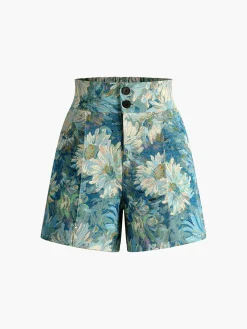 Hot Monet Garden High Waist Shorts Shorts|Bottoms