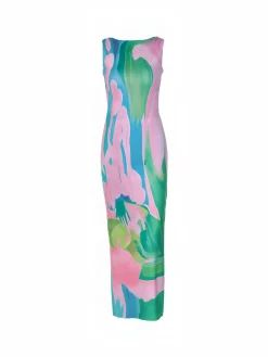 Clearance Monet Garden Print Sleeveless Long Dress Casual Dresses|Cocktail & Party Dresses