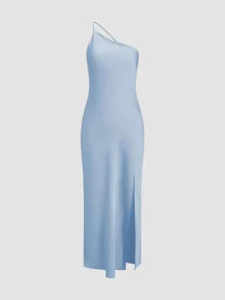 Sale Moonlight Open Back Satin Slit Long Dress Cocktail & Party Dresses|Summer Dresses