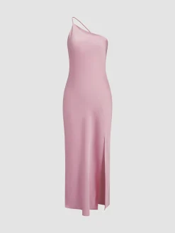 Sale Moonlight Open Back Satin Slit Long Dress Cocktail & Party Dresses|Summer Dresses