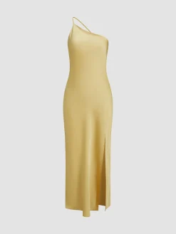 Sale Moonlight Open Back Satin Slit Long Dress Cocktail & Party Dresses|Summer Dresses