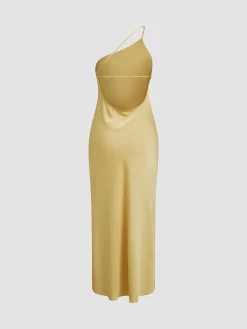 Sale Moonlight Open Back Satin Slit Long Dress Cocktail & Party Dresses|Summer Dresses