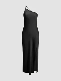 Sale Moonlight Open Back Satin Slit Long Dress Cocktail & Party Dresses|Summer Dresses