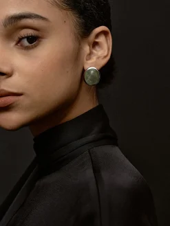Outlet Moss Green Spectrolite Stud Earrings Earrings|Accessories