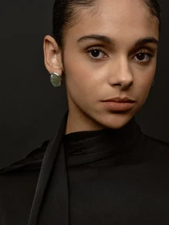 Outlet Moss Green Spectrolite Stud Earrings Earrings|Accessories