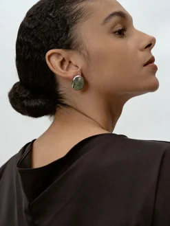Outlet Moss Green Spectrolite Stud Earrings Earrings|Accessories