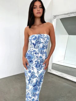 Hot Multi Floral Split Long Dress Casual Dresses|Floral Dresses