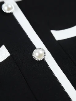 Discount Multi Pocket Button Sleeveless Short Sweater Dress White Dresses|Black Dresses
