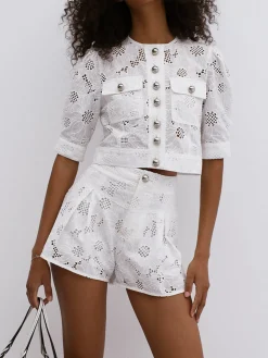 Multi-Button Embroidery Shorts Set Shorts Sets|Shorts