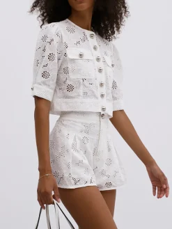 Multi-Button Embroidery Shorts Set Shorts Sets|Shorts