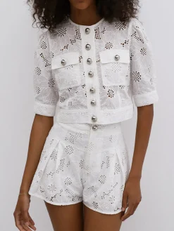 Multi-Button Embroidery Shorts Set Shorts Sets|Shorts
