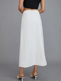 Online Multi-Button Split Middle Waist Maxi Skirt Skirts|Bottoms