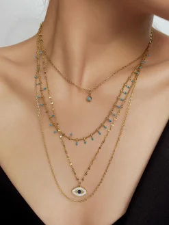 Outlet Multi-Layer Rhinestone Evil Eye Pendant Necklace Necklaces|Accessories