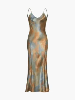 Outlet Neptune Satin Open Back Long Dress Casual Dresses|Summer Dresses
