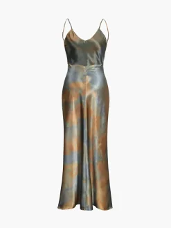 Clearance Neptune Satin Open Back Long Dress Casual Dresses|Summer Dresses