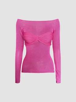 Nostalgia Off-Shoulder Mesh Long Sleeve Shirt Sweater Tops|Sweaters & Cardigans