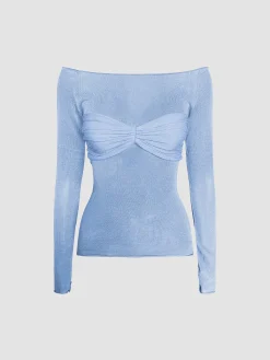 Nostalgia Off-Shoulder Mesh Long Sleeve Shirt Sweater Tops|Sweaters & Cardigans