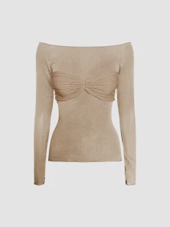Nostalgia Off-Shoulder Mesh Long Sleeve Shirt Sweater Tops|Sweaters & Cardigans