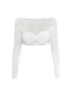 Online Nostalgia Off-Shoulder Mesh Crop Shirt Crop Tops|Blouses & Shirts