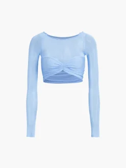 Online Nostalgia Off-Shoulder Mesh Crop Shirt Crop Tops|Blouses & Shirts