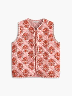 Online Nuboheme Printed Tie Front Vest Outerwear|Vests