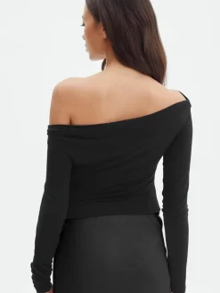 Discount Oblique Off-Shoulder Long Sleeve Blouse Sweater Tops|Blouses & Shirts